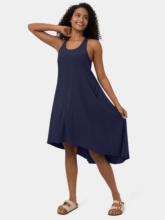 HALARA Dresses & Skirts - Halara Navy Breezeful Racerback Pocket High Low Flowy Midi Quick Dry Dress Sz XL